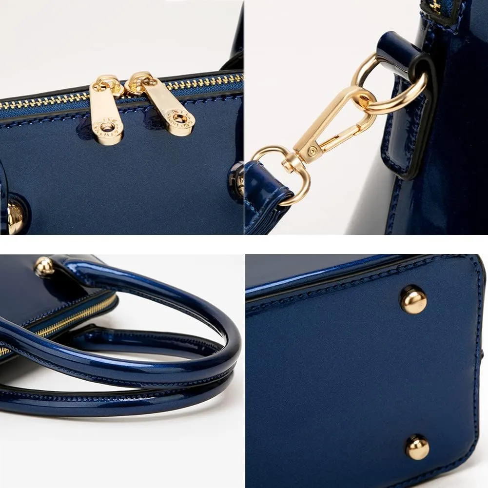 Women Handbag Patent Leather Top Handle Purse Glossy Shoulder Bag Party Satchels
