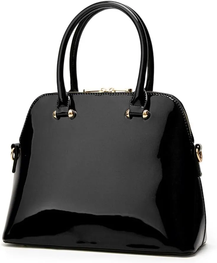 Women Handbag Patent Leather Top Handle Purse Glossy Shoulder Bag Party Satchels