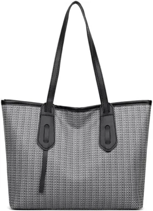 Women Handbag PU Leather Canvas Totes Vintage Shoulder Bag Dark Print Large Capacity Tote Work Shopping Gift