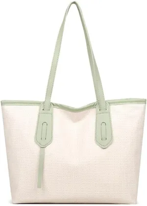 Women Handbag PU Leather Canvas Totes Vintage Shoulder Bag Dark Print Large Capacity Tote Work Shopping Gift
