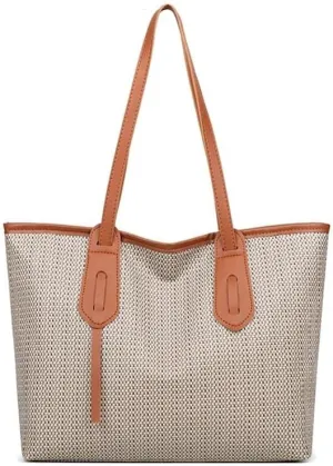 Women Handbag PU Leather Canvas Totes Vintage Shoulder Bag Dark Print Large Capacity Tote Work Shopping Gift