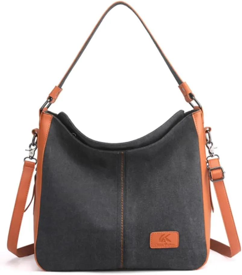Women Vintage Hobo Handbag Canvas Shopper Shoulder Purse Daily Travel Satchels