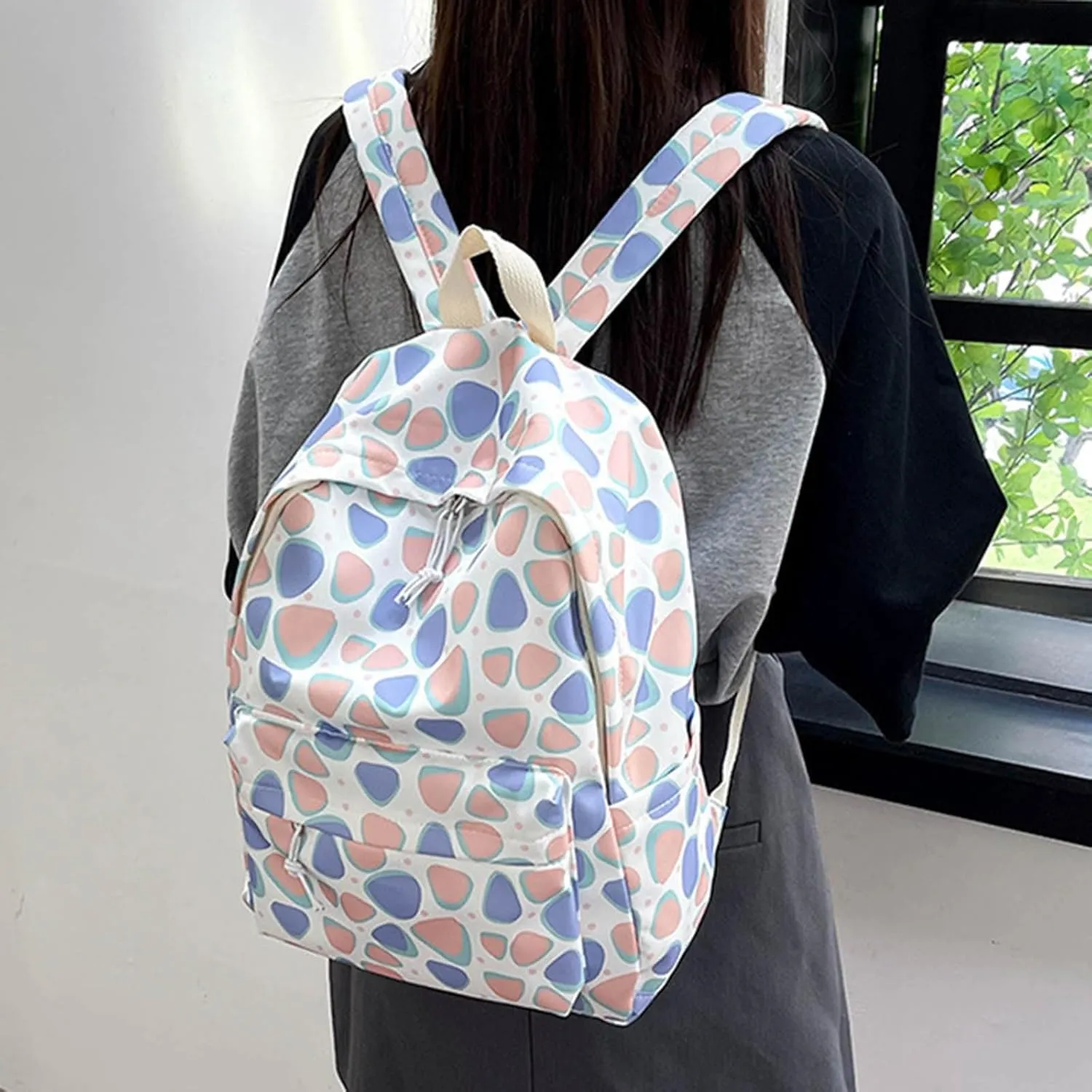Women's Backpack Purse Leather Purse Personality Cute Shoulder Messenger Bags Outdoor Travel Backpack for Girls(White)