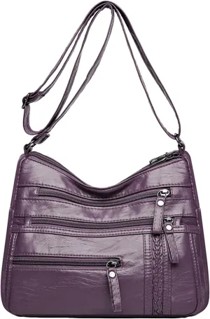 Women's Canvas Tote Bags with Zipper Stadium Crossbody Messenger Bags for Concerts Sporting Events Gifts for Mom(Purple)