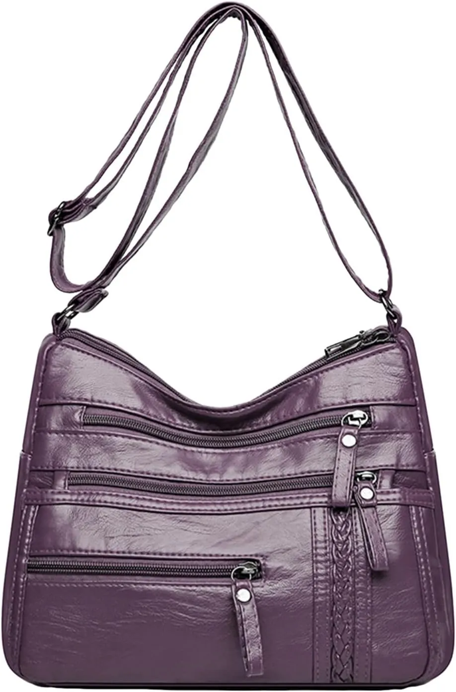 Women's Canvas Tote Bags with Zipper Stadium Crossbody Messenger Bags for Concerts Sporting Events Gifts for Mom(Purple)