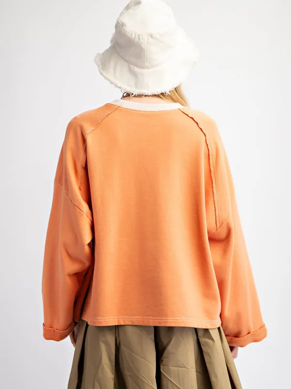 Women's Colorblock Floral Patch Top Casual Loose Sweatshirt