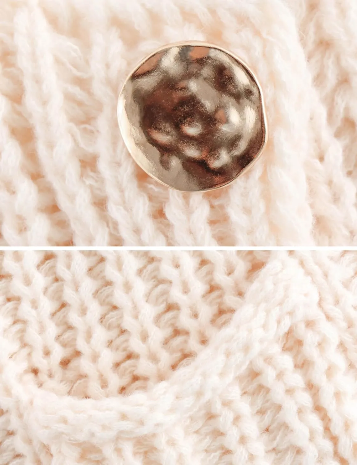 Womens Fall Chunky Knit Cardigan Gold Button Down Long Sleeve Crop Crochet Sweater