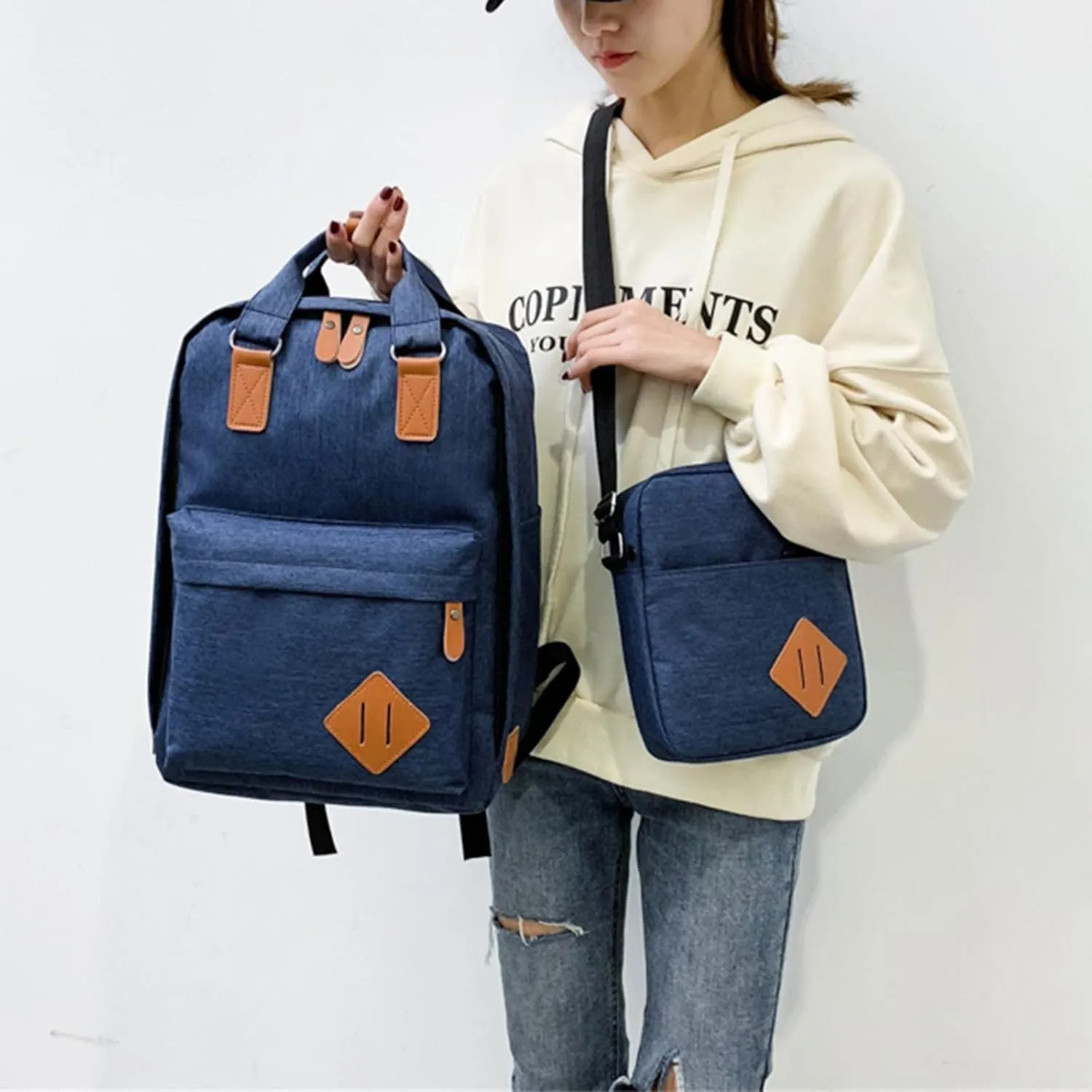 Women's Fashion Casual Shoulder Bag Transparent Practical Large Capacity Zipper Backpacks Womens Crossbody Bag(Blue)