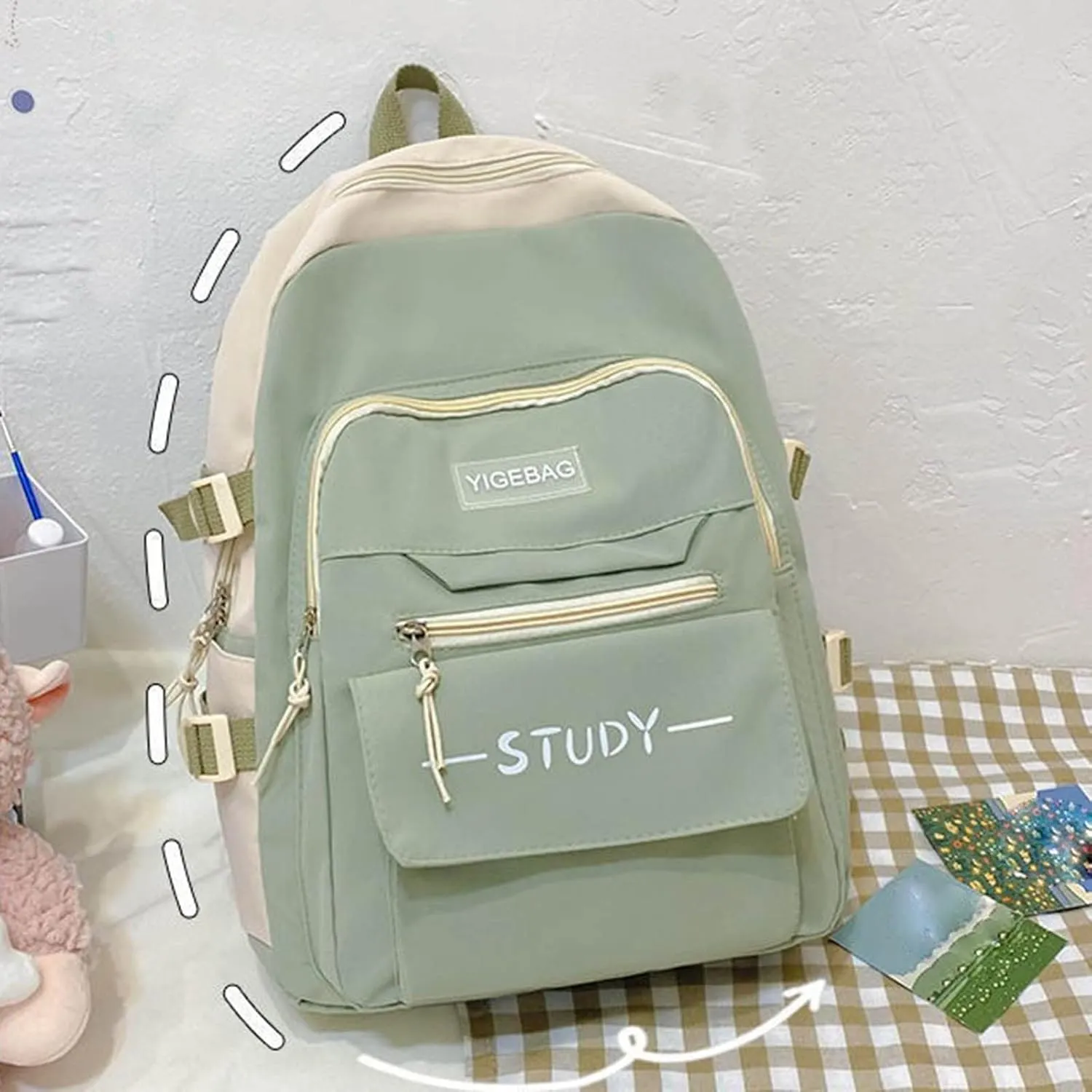 Women's Fashion Cloth Outdoor Travel Bag Soft Rucksack Ladies Shoulder Bags Medium Antitheft Backpack for Women(Green)