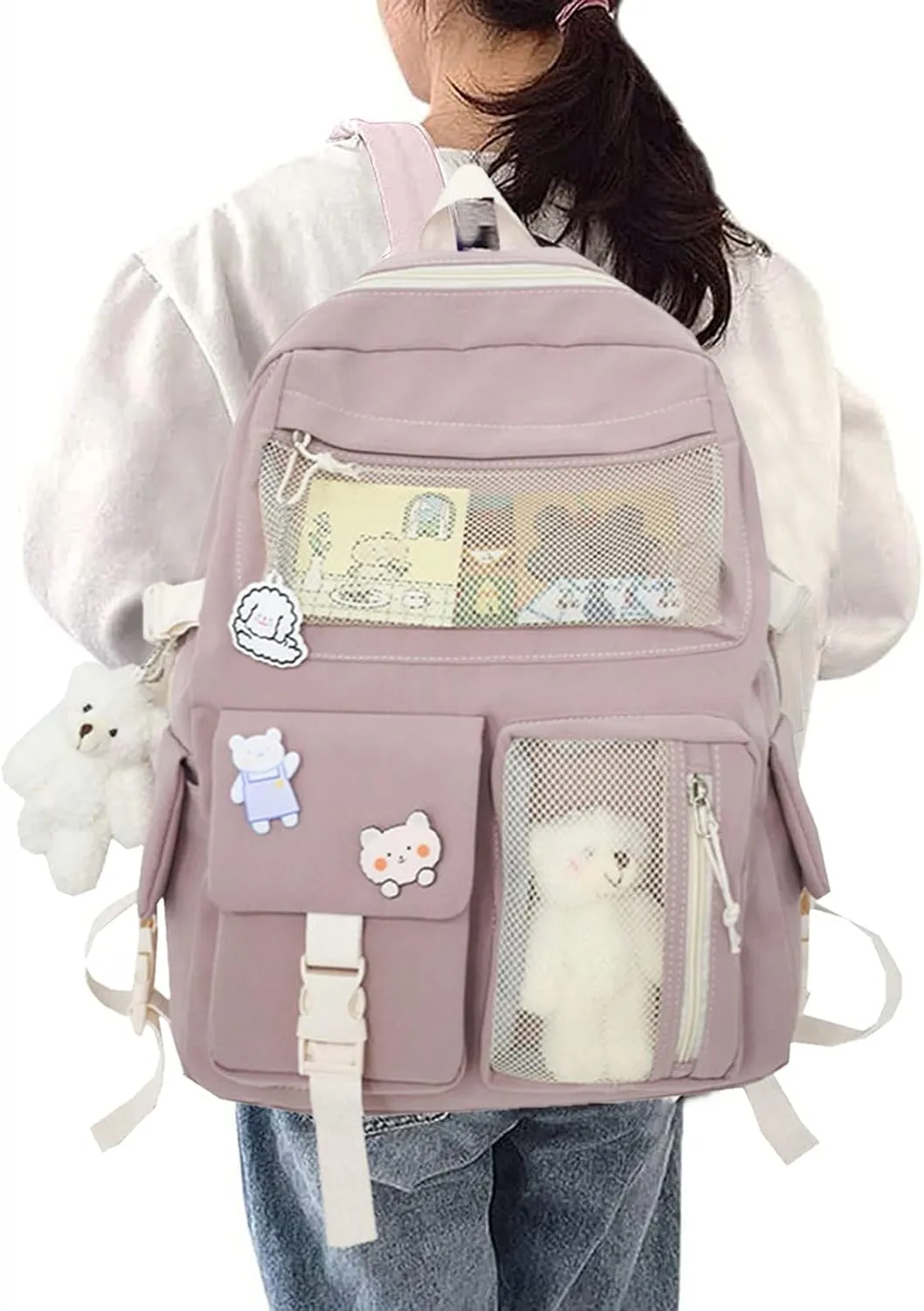 Women's Fashion Cloth Outdoor Travel Bag Soft Rucksack Ladies Shoulder Bags Medium Multipurpose Design Backpack(One Size)