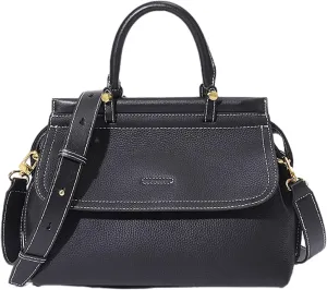 Women's Genuine Leather Handbags Purses Top-handle Totes Satchel Shoulder Bag for Ladies with Adjustable Strap (A)