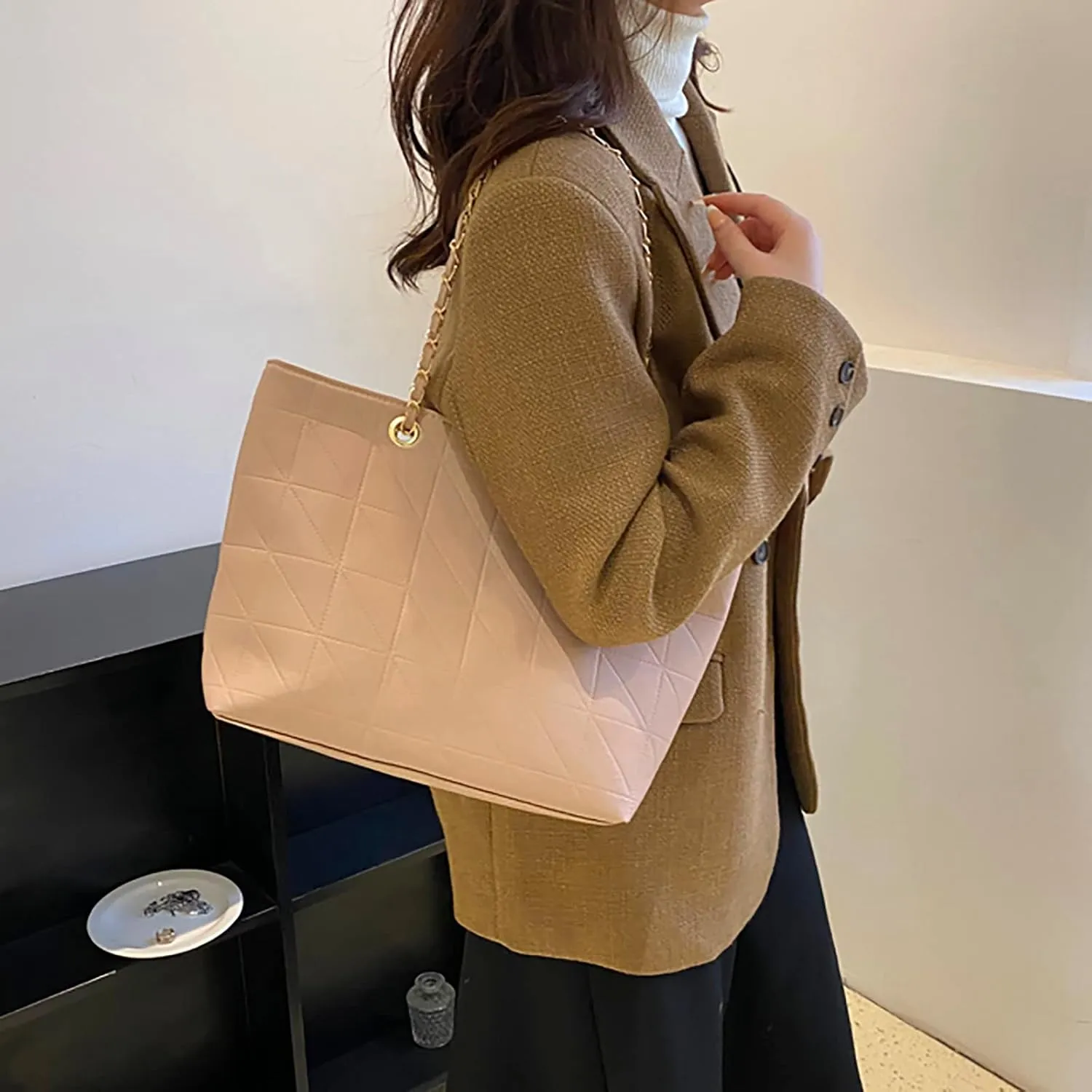 Women's Pleated Hobo Shoulder Bag Pu Leather Clutch Handbag Women's Faux Suede Hobo Bag