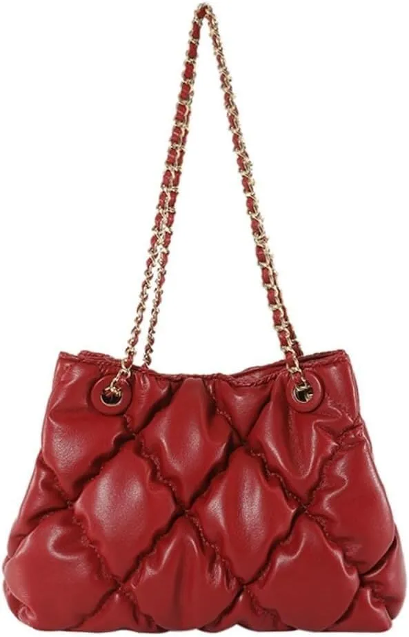 Women's Quilted Vegan Leather Shoulder Crossbody Bag Y2K Diamond Hobo Large Totes Handbag Fashion Purse Top Handle Satchel