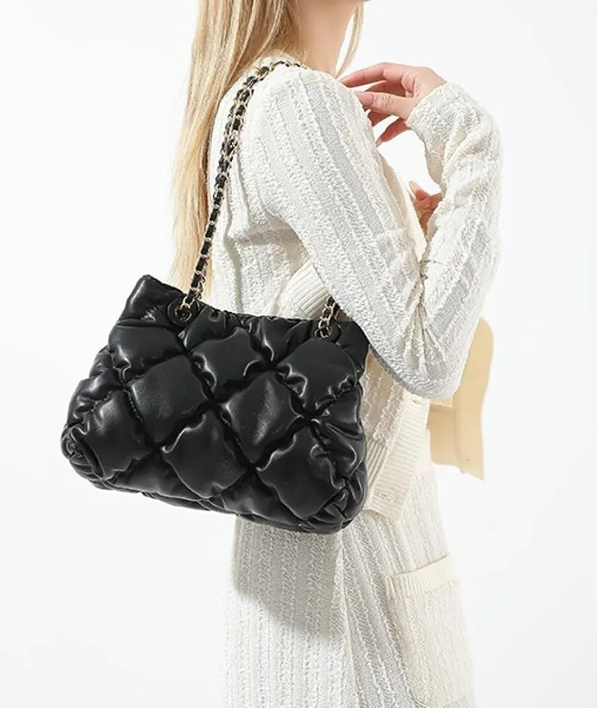 Women's Quilted Vegan Leather Shoulder Crossbody Bag Y2K Diamond Hobo Large Totes Handbag Fashion Purse Top Handle Satchel