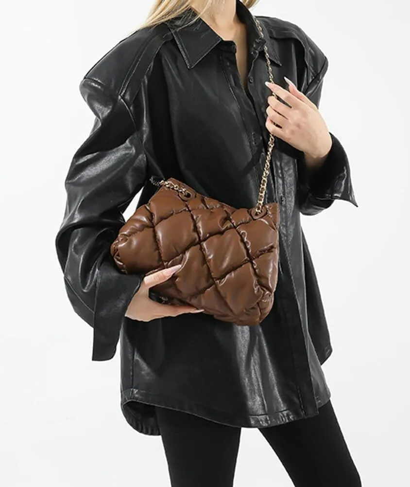 Women's Quilted Vegan Leather Shoulder Crossbody Bag Y2K Diamond Hobo Large Totes Handbag Fashion Purse Top Handle Satchel