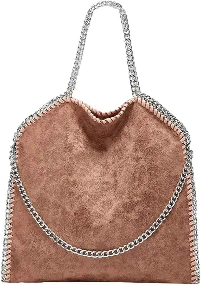 Womens Soft Vegan Leather Shoulder Bags Large Y2k Tote Purse Working Top Handle Handbags Foldable Satchels with Chian