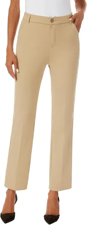 Women's Straight Leg Dress Work Ankle Pants Business Office Casual Slacks with Pockets
