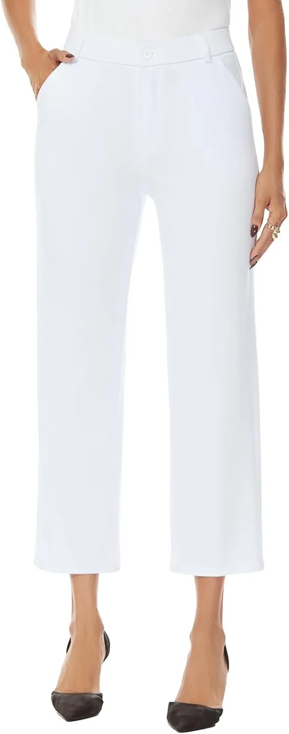 Women's Straight Leg Dress Work Ankle Pants Business Office Casual Slacks with Pockets