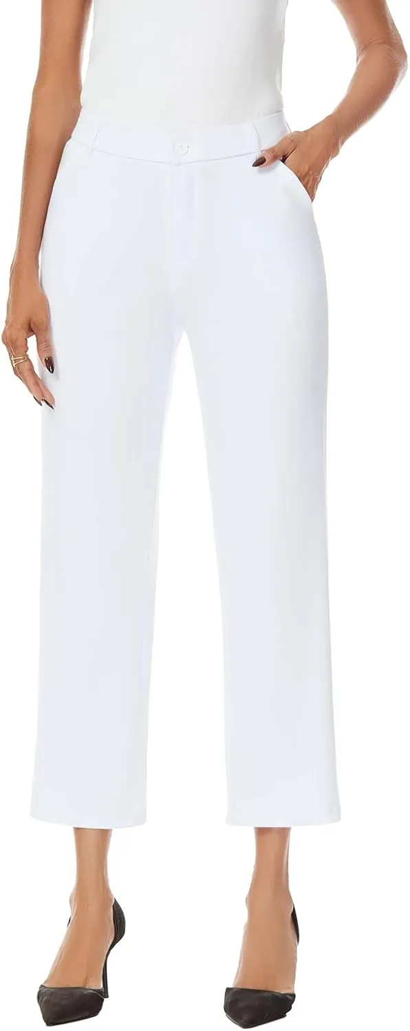 Women's Straight Leg Dress Work Ankle Pants Business Office Casual Slacks with Pockets