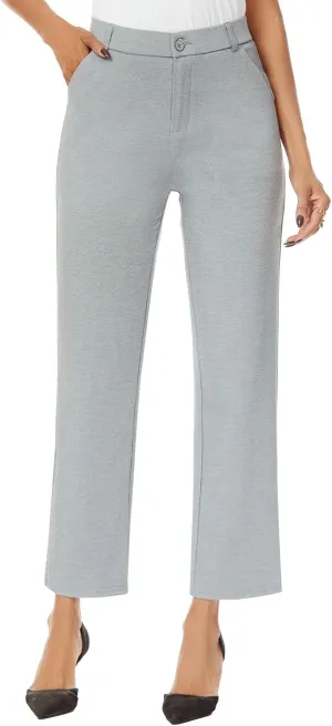 Women's Straight Leg Dress Work Ankle Pants Business Office Casual Slacks with Pockets