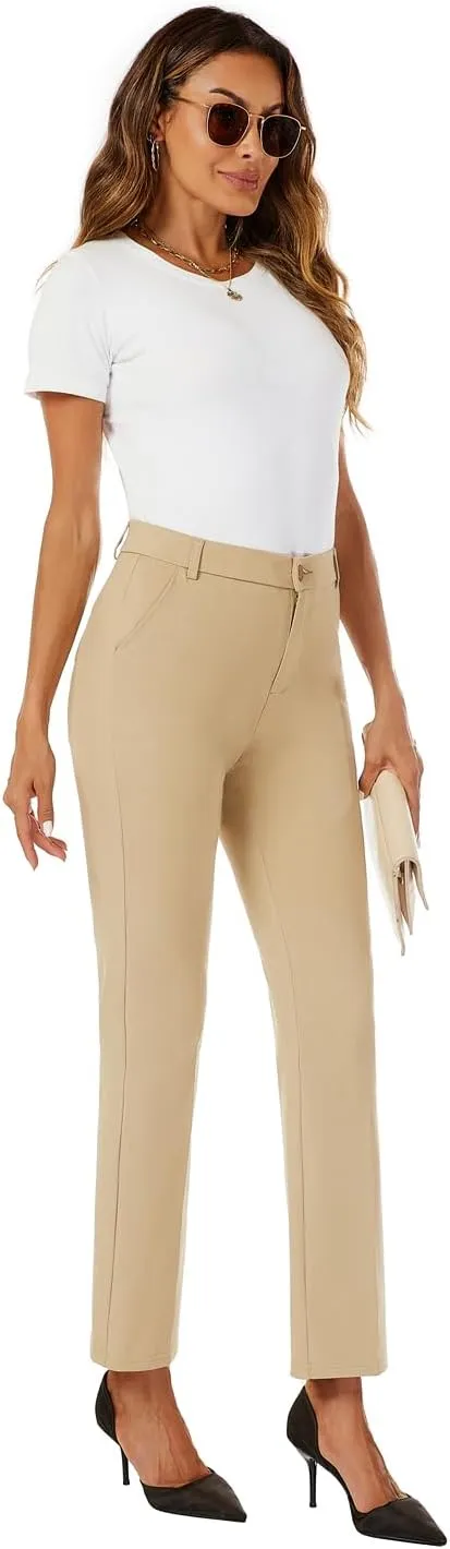 Women's Straight Leg Dress Work Ankle Pants Business Office Casual Slacks with Pockets