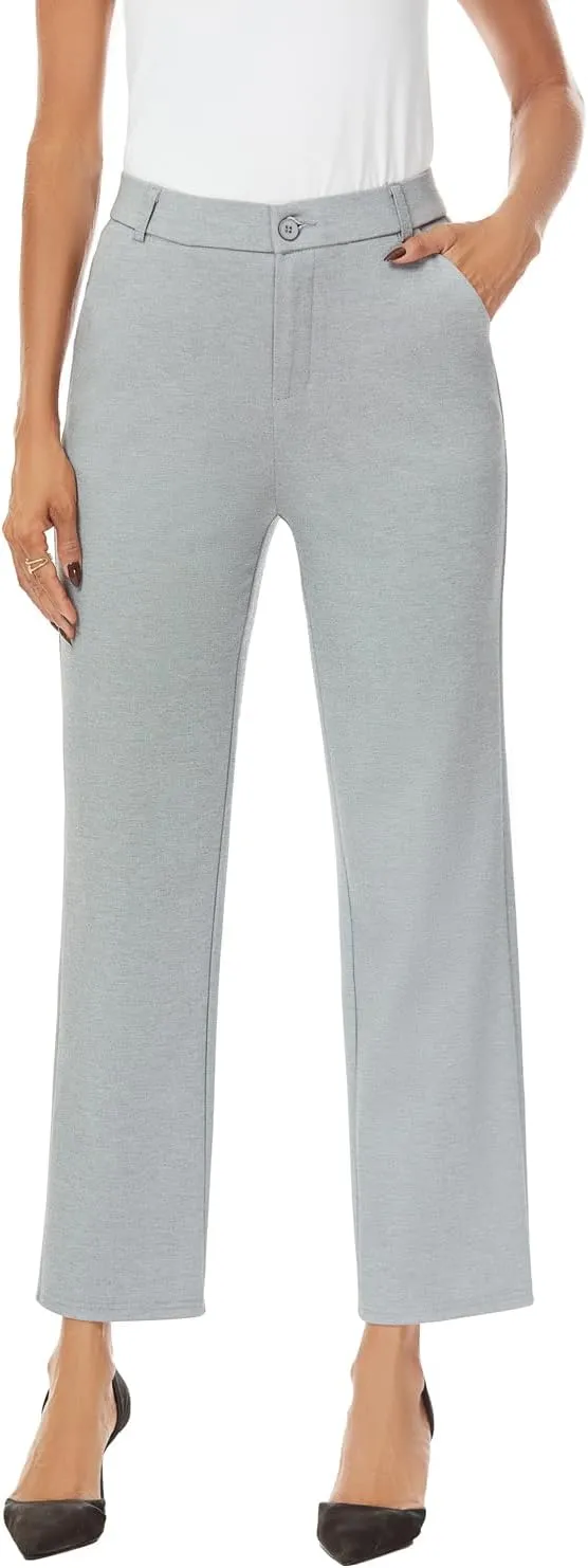 Women's Straight Leg Dress Work Ankle Pants Business Office Casual Slacks with Pockets