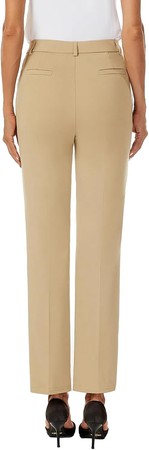 Women's Straight Leg Dress Work Ankle Pants Business Office Casual Slacks with Pockets