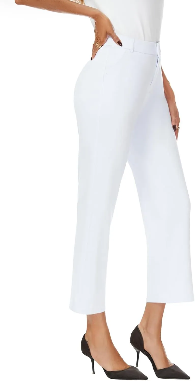 Women's Straight Leg Dress Work Ankle Pants Business Office Casual Slacks with Pockets