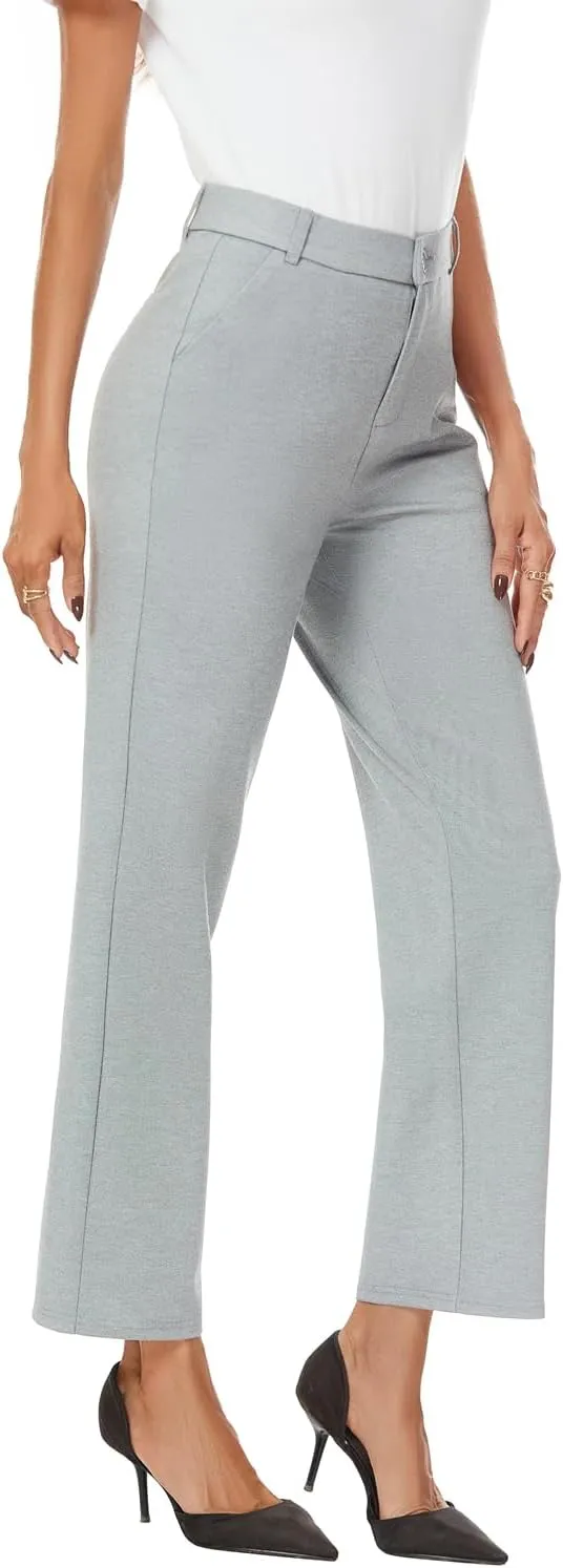 Women's Straight Leg Dress Work Ankle Pants Business Office Casual Slacks with Pockets