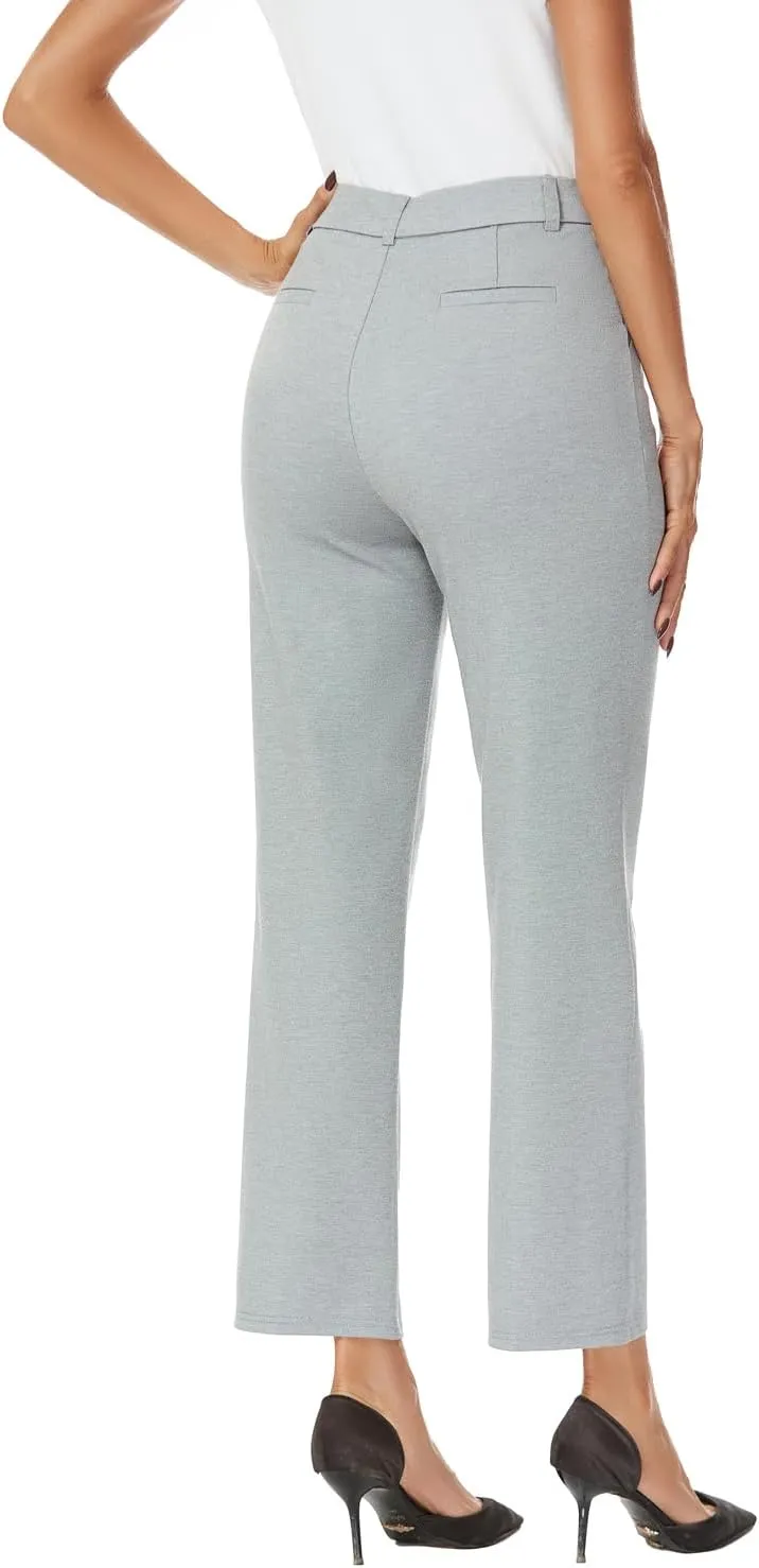 Women's Straight Leg Dress Work Ankle Pants Business Office Casual Slacks with Pockets