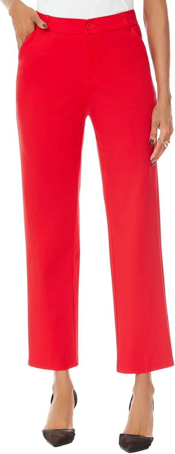 Women's Straight Leg Dress Work Ankle Pants Business Office Casual Slacks with Pockets