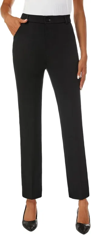 Women's Straight Leg Dress Work Ankle Pants Business Office Casual Slacks with Pockets