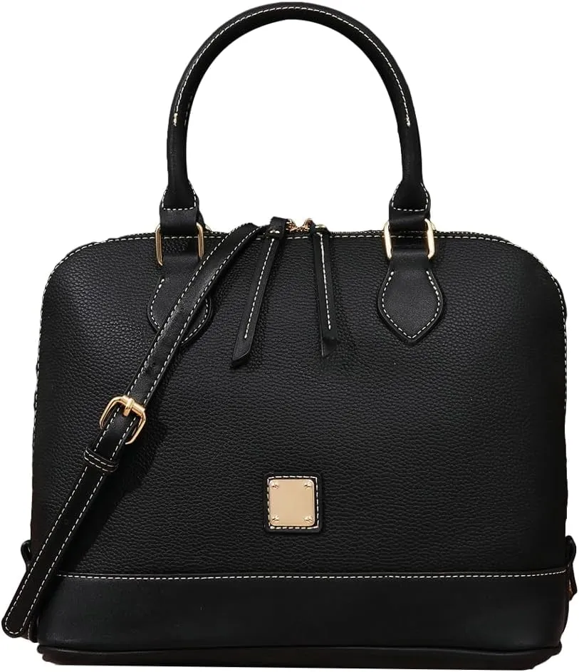 Womens Trendy Vegan Leather Handnag Purse Large Shell Tote Crossbody Bag Working Shoulder Bag Top Handle Satchels