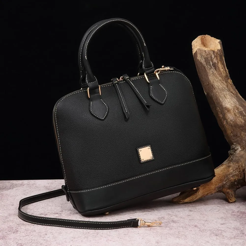 Womens Trendy Vegan Leather Handnag Purse Large Shell Tote Crossbody Bag Working Shoulder Bag Top Handle Satchels