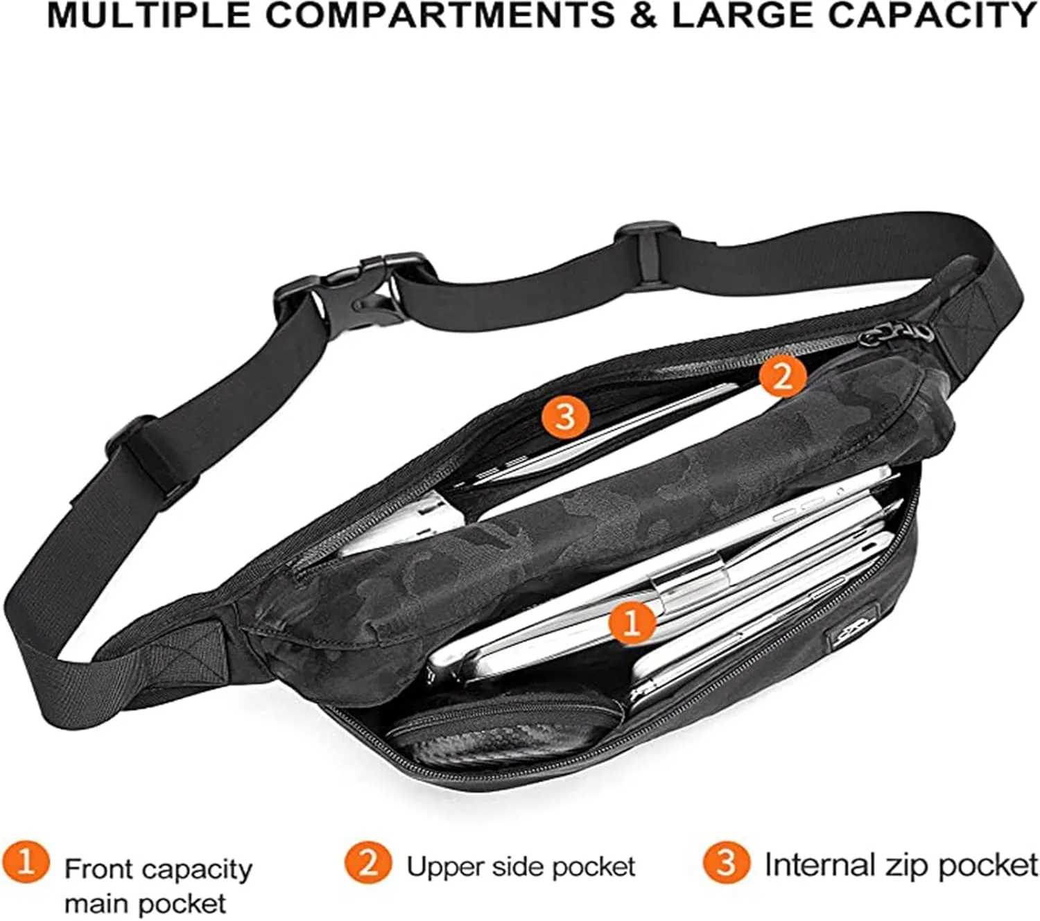 Wool Messenger Bags for Men Black Bag Waist Bag For Men Dog Walking Lightweight Fanny Pack For Women (Black, One Size)