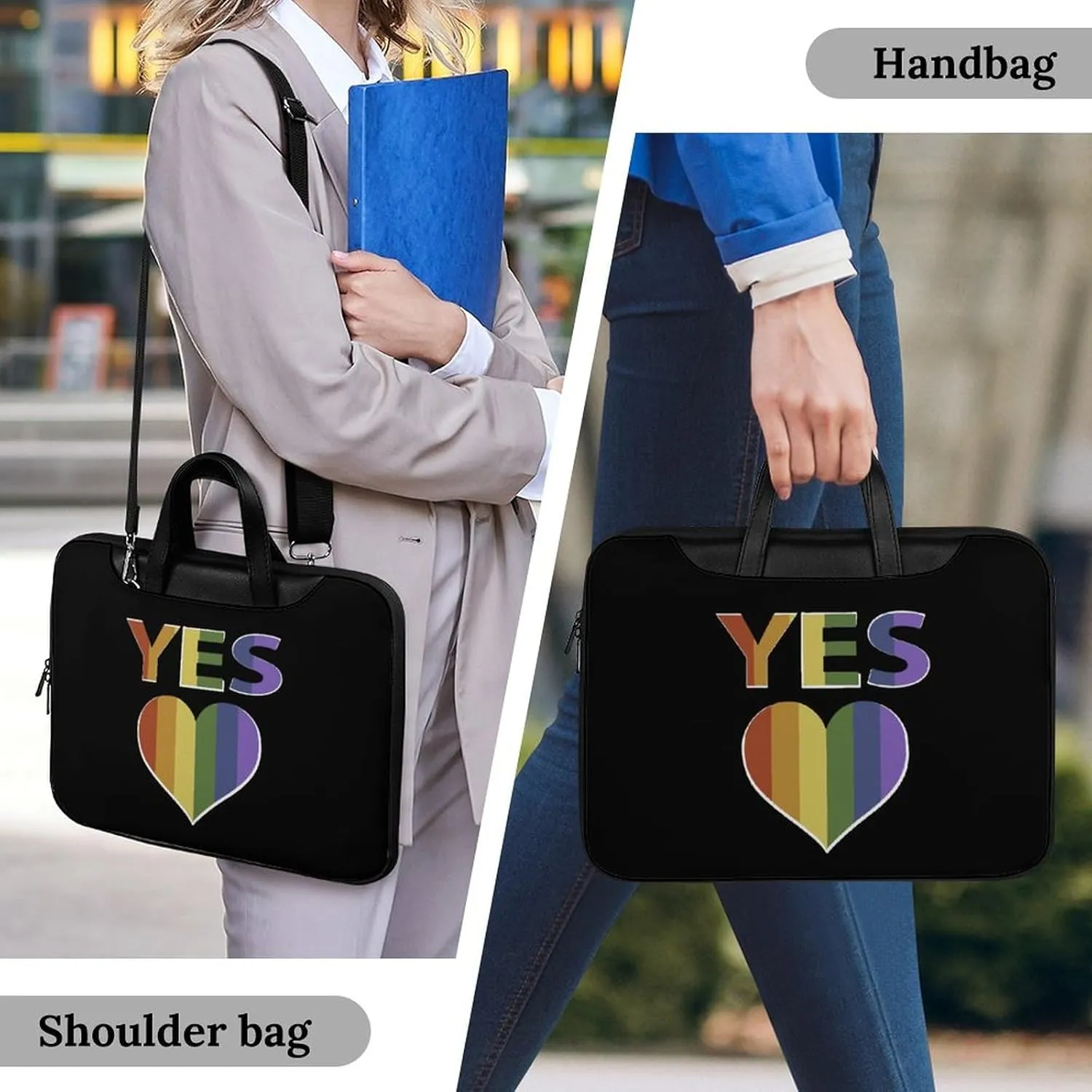 Yes Marriage Equality Lgbtq Leather Bag Laptop Case Slim Water Resistant Computer Bags with Handle Briefcase for Work