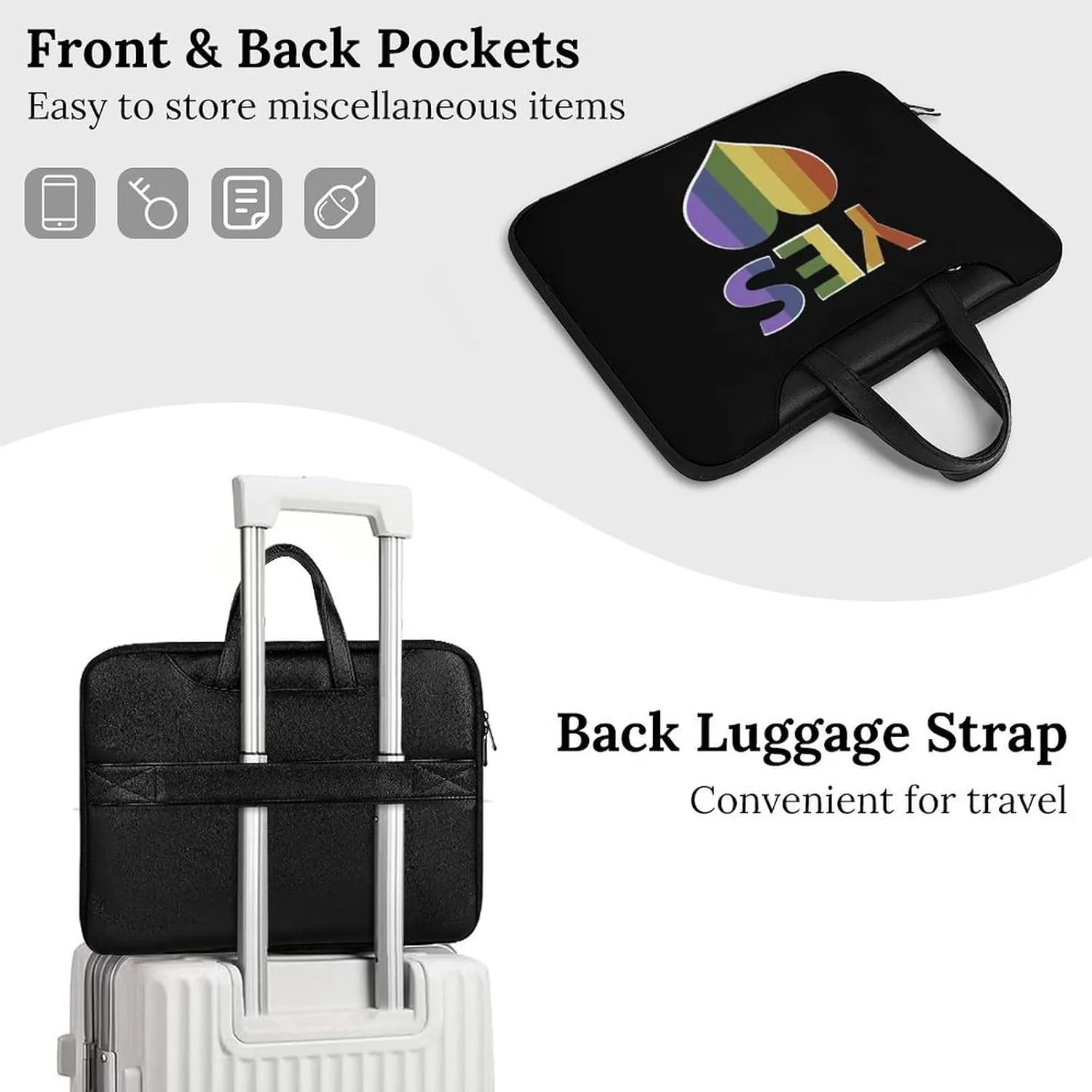 Yes Marriage Equality Lgbtq Leather Bag Laptop Case Slim Water Resistant Computer Bags with Handle Briefcase for Work