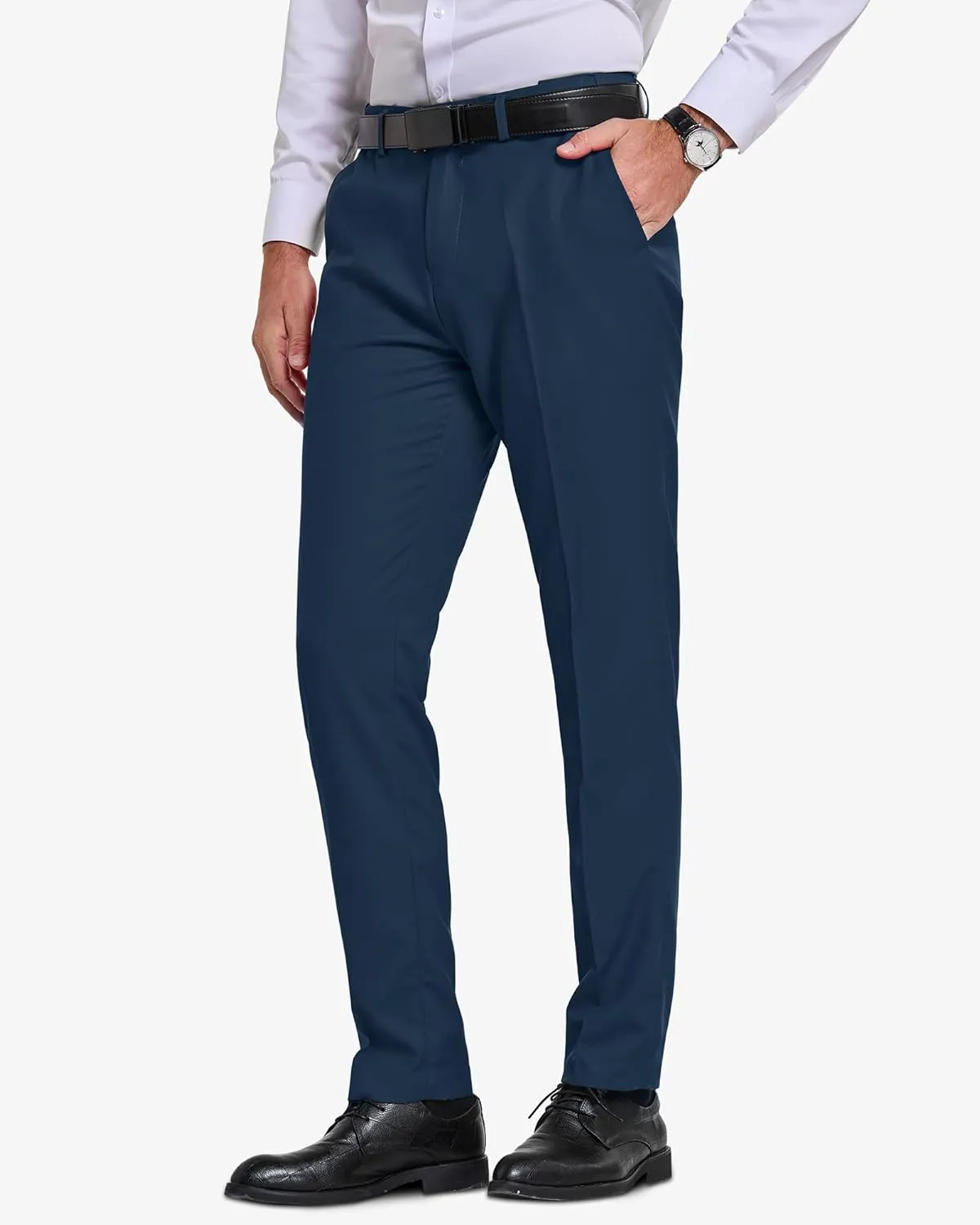 YND Men's Business Suit Pants Slim Fit Flex Flat Front Pant