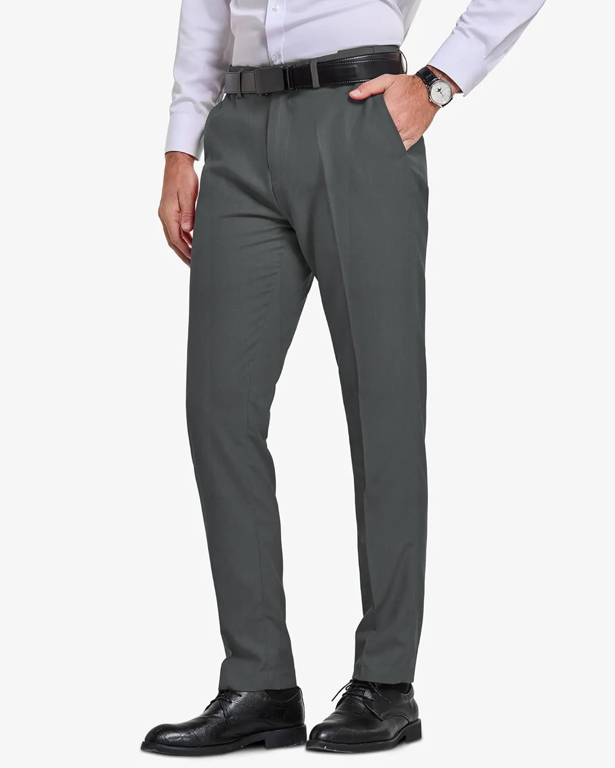 YND Men's Business Suit Pants Slim Fit Flex Flat Front Pant
