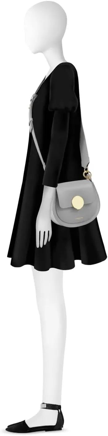Yucca Shoulder Bag, Suede and Calf Leather, 7.9 x 6.7 x 2.4 inches