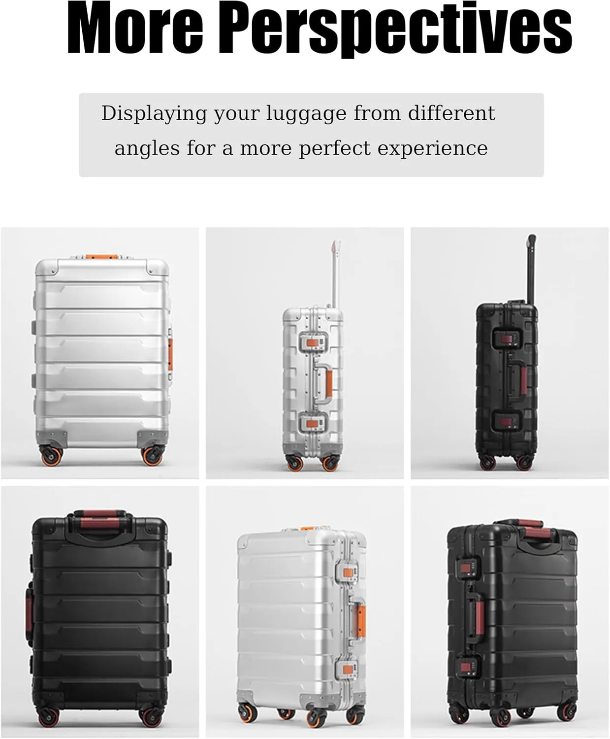 ZMY All Aluminum Carry On Luggage with Spinner Wheels Zipperless Luggage Hard Shell Suitcases (Black, 20 inches)