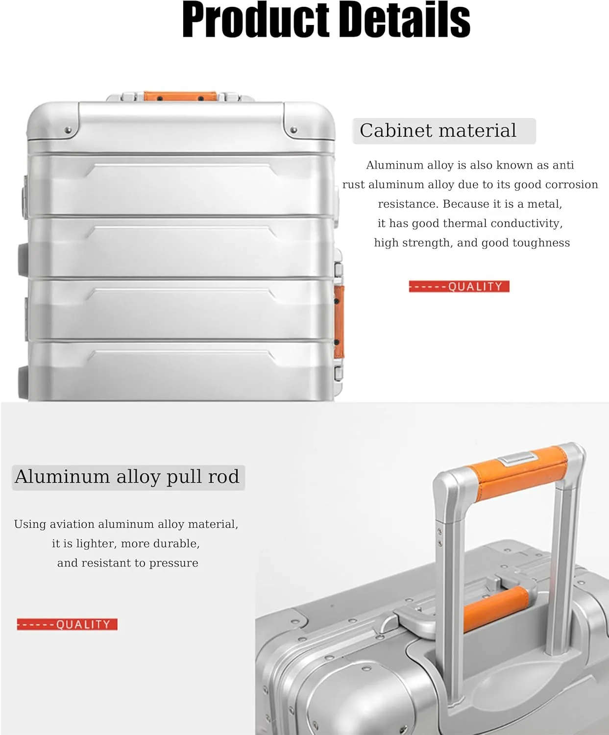 ZMY All Aluminum Carry On Luggage with Spinner Wheels Zipperless Luggage Hard Shell Suitcases (Silvery, 20 inches)